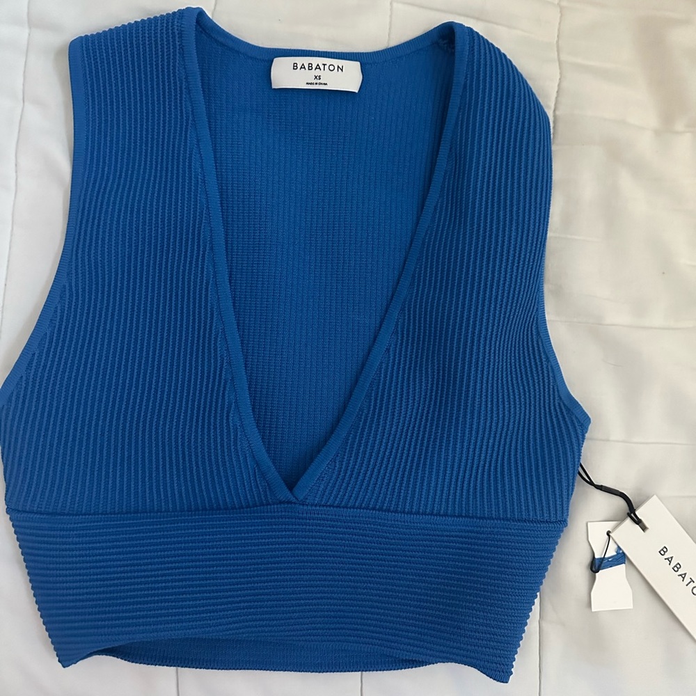 Aritzia babaton sculpt knit deep v tank